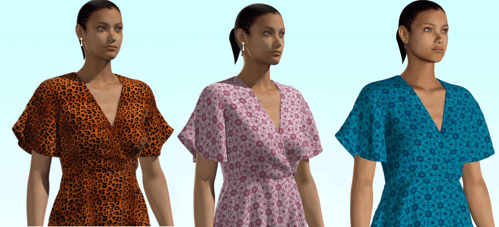 Avatar Editor Visualise true to life virtual samples using 2D/3D Collaboration software. With accurate fabric simulation, photo realistic rendering, bring to life your 2D patterns. View style colour ways and define print placement for fabric, textures, stitches, buttons, and logos with limitless virtual samples. Using Virtual Tension Map, inspect simulated fabric to view tension, tension and stretch between fabric and avatar.