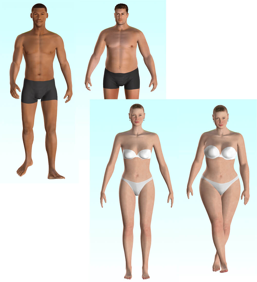 3D – Pattern Design Software Visualise true to life virtual samples using 2D/3D Collaboration software. With accurate fabric simulation, photo realistic rendering, bring to life your 2D patterns. View style colour ways and define print placement for fabric, textures, stitches, buttons, and logos with limitless virtual samples. Customise Avatars to create sizes add accessories and visualise your garments on different poses. Various Avatars are available Ladies, Men, Children, and babies all with changeable measurements to suit your customer.